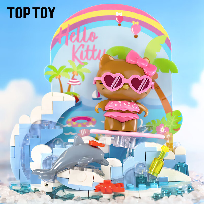 TOP TOY TC2325 Xếp hình lắp ráp ghép mô hình Kỳ nghỉ ở bãi biển Sanrio Hello Kitty: Mùa hè lướt sóng