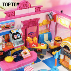 TOP TOY TC2032 Xếp hình lắp ráp ghép mô hình Kỳ nghỉ tại Sanrio Hello Kitty Marina: Nhà hàng Burger