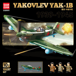 QUANGUAN 100287 Yakovlev Yak-1B Xếp hình lắp ráp ghép mô hình Máy bay chiến đấu Yak-1B của Liên Xô