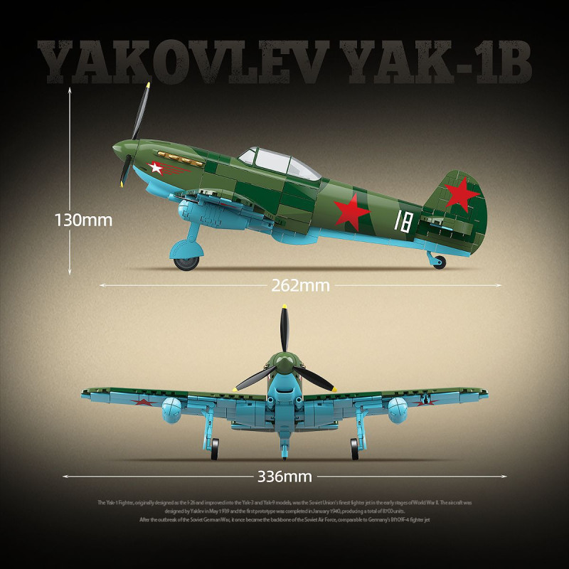 QUANGUAN 100287 Yakovlev Yak-1B Xếp hình lắp ráp ghép mô hình Máy bay chiến đấu Yak-1B của Liên Xô