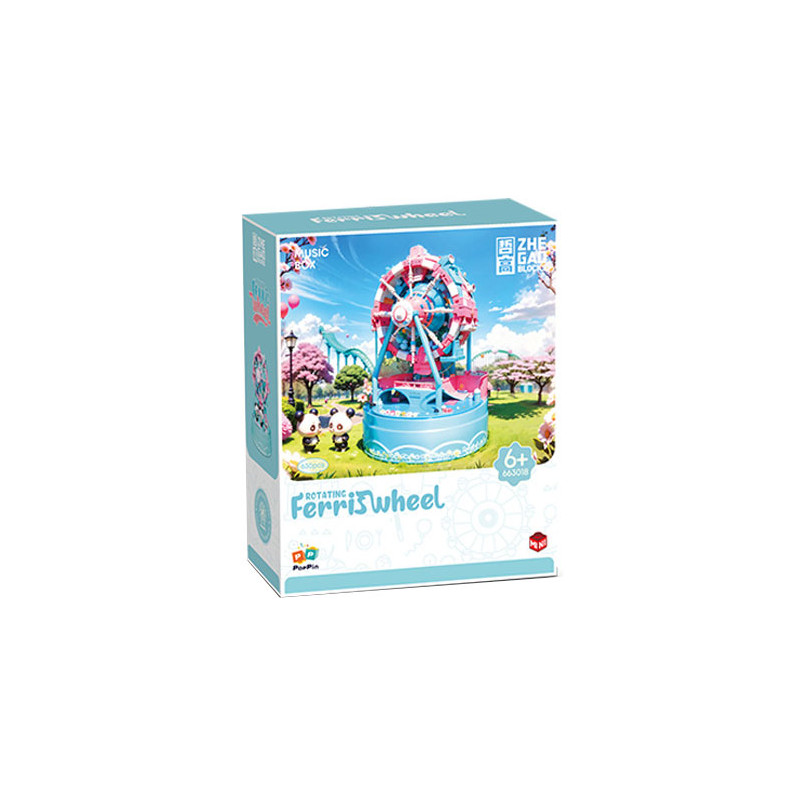 ZHEGAO 663018 Ferriswheel Xếp hình lắp ráp ghép mô hình hộp nhạc bánh xe đu quay xoay