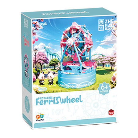 ZHEGAO 663018 Ferriswheel Xếp hình lắp ráp ghép mô hình hộp nhạc bánh xe đu quay xoay