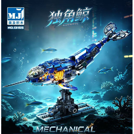 Beautiful and 13155 Narwhal Xếp hình lắp ráp ghép mô hình Kỳ lân cơ khí