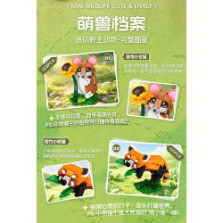 Forange FC8196 Xếp hình lắp ráp ghép mô hình 6 loài động vật hoang dã nhỏ: chuột đồng, gấu trúc đỏ, capybara, rái cá, kỳ nhông, tắc kè hoa