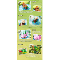 Forange FC8196 Xếp hình lắp ráp ghép mô hình 6 loài động vật hoang dã nhỏ: chuột đồng, gấu trúc đỏ, capybara, rái cá, kỳ nhông, tắc kè hoa