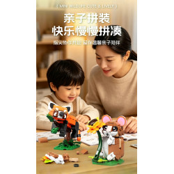 Forange FC8196 Xếp hình lắp ráp ghép mô hình 6 loài động vật hoang dã nhỏ: chuột đồng, gấu trúc đỏ, capybara, rái cá, kỳ nhông, tắc kè hoa