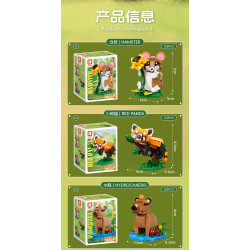 Forange FC8196 Xếp hình lắp ráp ghép mô hình 6 loài động vật hoang dã nhỏ: chuột đồng, gấu trúc đỏ, capybara, rái cá, kỳ nhông, tắc kè hoa