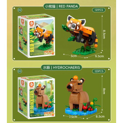 Forange FC8196 Xếp hình lắp ráp ghép mô hình 6 loài động vật hoang dã nhỏ: chuột đồng, gấu trúc đỏ, capybara, rái cá, kỳ nhông, tắc kè hoa