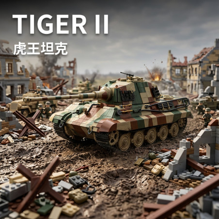 12GO 97036 Tiger II Xếp hình lắp ráp ghép mô hình Xe tăng King Tiger 1:16