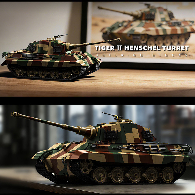 12GO 97036 Tiger II Xếp hình lắp ráp ghép mô hình Xe tăng King Tiger 1:16