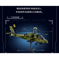 Sluban M38-B1536 Xếp hình lắp ráp ghép mô hình trực thăng vũ trang Apache