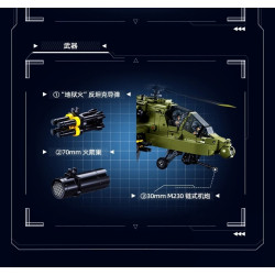 Sluban M38-B1536 Xếp hình lắp ráp ghép mô hình trực thăng vũ trang Apache