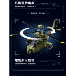 Sluban M38-B1536 Xếp hình lắp ráp ghép mô hình trực thăng vũ trang Apache