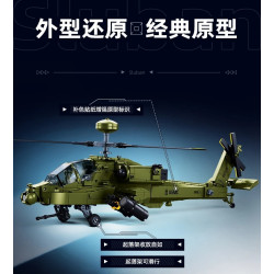 Sluban M38-B1536 Xếp hình lắp ráp ghép mô hình trực thăng vũ trang Apache