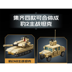 SEMBO 207274 SEMBO 207275 SEMBO 207276 SEMBO 207277 Xếp hình lắp ráp ghép mô hình Chiến tranh sinh tồn: Sự kết hợp giữa xe tăng chiến đấu chủ lực Leopard 2 4