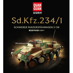 QUANGUAN 100322 Xếp hình lắp ráp ghép mô hình Xe trinh sát bọc thép hạng nặng Sd.Kfz.234 1 1:28