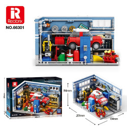 Reobrix 66301 Auto Repair Shop Xếp hình lắp ráp ghép mô hình Cảnh tam giác: Cửa hàng sửa chữa ô tô