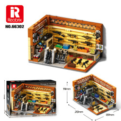 Reobrix 66302 GunShop Xếp hình lắp ráp ghép mô hình Cảnh tam giác: Cửa hàng vũ khí Mỹ