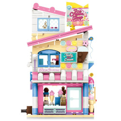 WISE BLOCK AULDEY HA393504US Miniature Mile：Ice Cream Shop Xếp hình lắp ráp ghép mô hình cửa hàng kem