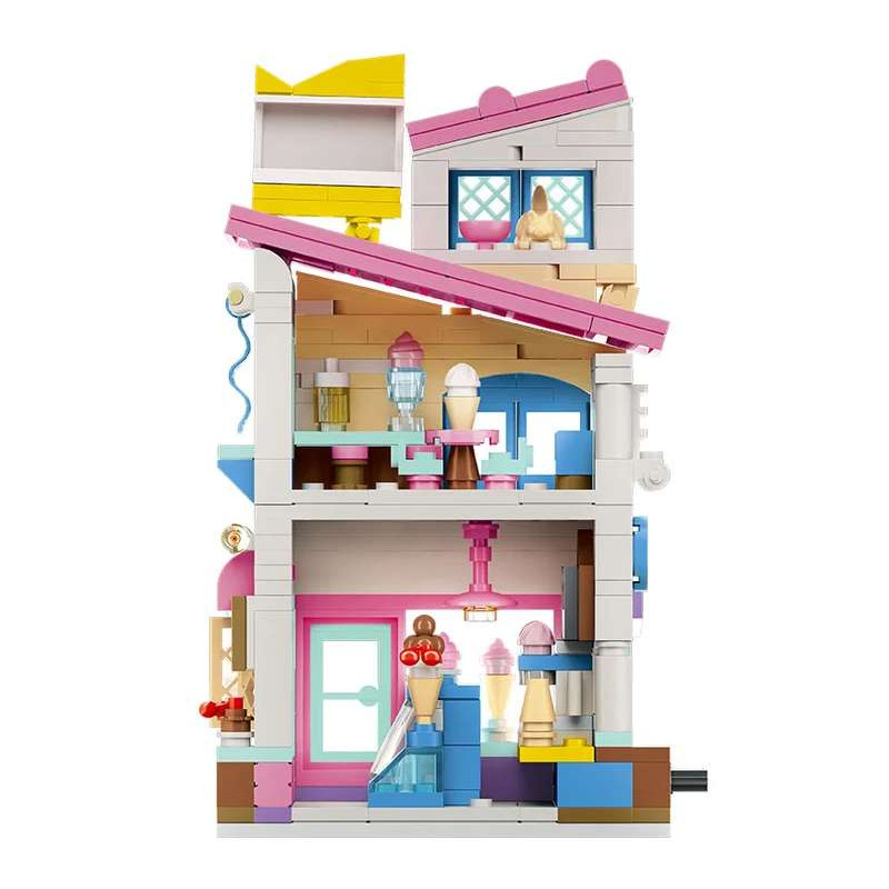 WISE BLOCK AULDEY HA393504US Miniature Mile：Ice Cream Shop Xếp hình lắp ráp ghép mô hình cửa hàng kem
