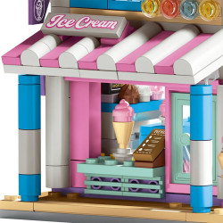 WISE BLOCK AULDEY HA393504US Miniature Mile：Ice Cream Shop Xếp hình lắp ráp ghép mô hình cửa hàng kem