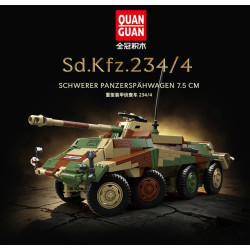 QUANGUAN 100323 Xếp hình lắp ráp ghép mô hình Xe trinh sát bọc thép hạng nặng Sd.Kfz.234 4 1:28