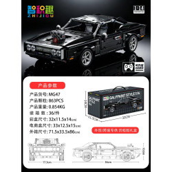 wisdom MG47 Dodge Charger R T Xếp hình lắp ráp ghép mô hình Bộ sạc Dodge R T 1:14