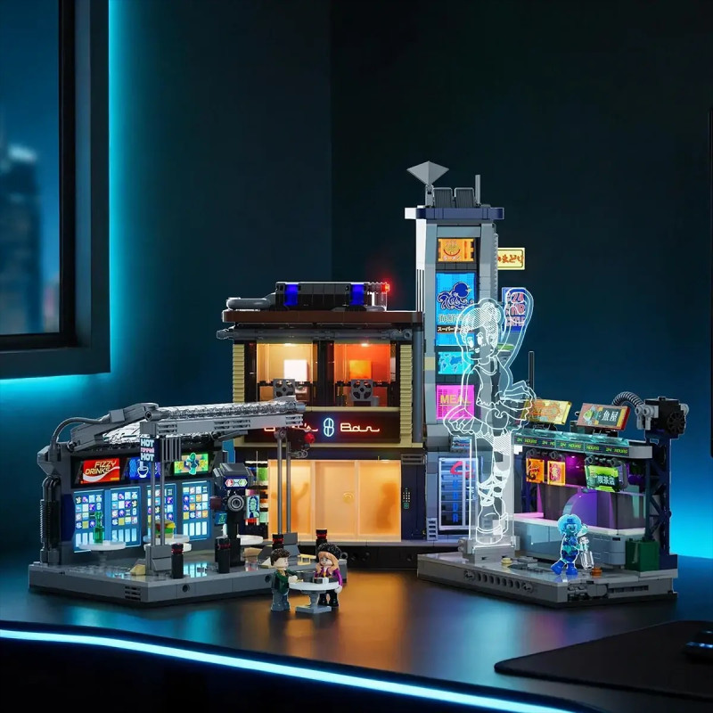 Lumibricks FunWhole 23004 Street Market Xếp hình lắp ráp ghép mô hình Blade Runner 2049: Ngõ mưa neon