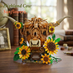 MIYOO 88062 Highland Cow Sunflowers Xếp hình lắp ráp ghép mô hình hướng dương bò cao nguyên scotland