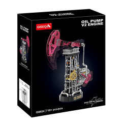 Vỏ hộp GISEGA G8924 màu đen in hình máy hút dầu V2 cần lắc đỏ, kèm logo GISEGA và dòng chữ 718+ pcs