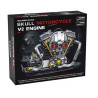Vỏ hộp GOQI GQ-3713 Skull Motorcycle V2 Engine với mô hình động cơ đầu lâu sắc bạc, mắt đỏ và ống xả uốn cong