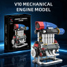 Mô hình động cơ V10 KAIYU K96273 nổi bật trên nền tối, bên cạnh hộp sản phẩm và dòng chữ V10 Mechanical Engine Model