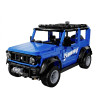 Mô hình CaDA DoubleE C57082 Suzuki Jimny xanh dương, góc trước chéo, nổi bật khung chống lật, giá nóc và cụm tời trước