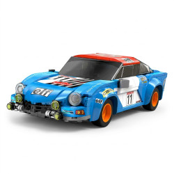 Mô hình xe đua rally Alpine A110 của CaDA C51067 màu xanh dương, mui đỏ, số 11 trên hông xe và bánh vành cam