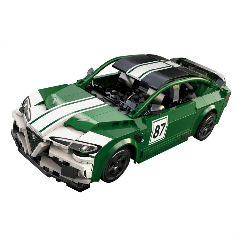 CaDA/DoubleE C51080 - Alfa Romeo Giulia GTAm 1:20 xanh trắng, khung chống lật và khoang động cơ lộ rõ