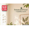 Banner thương hiệu Mould King Botanical & Floral, dòng hoa cây cảnh lắp ráp, nền be với khung tranh và lá xanh