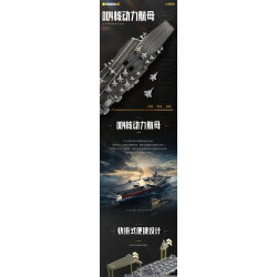 Poster Keeppley 23067 vẽ tàu sân bay 004 rẽ sóng kèm giới thiệu thiết kế tháo lắp nhanh và kích thước mô hình