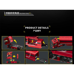 Cận cảnh các khớp của 12GO 95020: ca-bin nhấc khỏi sát-xi, nóc thùng mở, ramp sau gập, hông thùng trượt