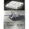 Hộp đựng phụ tùng 4 khay của Tikka TK8009, mô hình ISU-152 góc nghiêng và bản vẽ kỹ thuật dài 345 mm