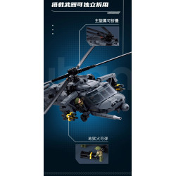 Cận cảnh trực thăng Sluban M38-B1612 với giá tên lửa Hellfire tháo rời, phi công ngồi ở cửa khoang và cánh quạt gấp