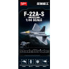 Vỏ hộp Sluban M38-B1613 in tên F-22A-S và dòng chữ 1/44 Scale trên nền tối, kèm ảnh máy bay tiêm kích cùng bốn biểu tượng tính n