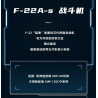 Bảng giới thiệu F-22 Raptor trên hộp Sluban M38-B1613: đặc điểm tàng hình, bay siêu âm, tên lửa AIM-9X ở khoang bên và AIM-120C 