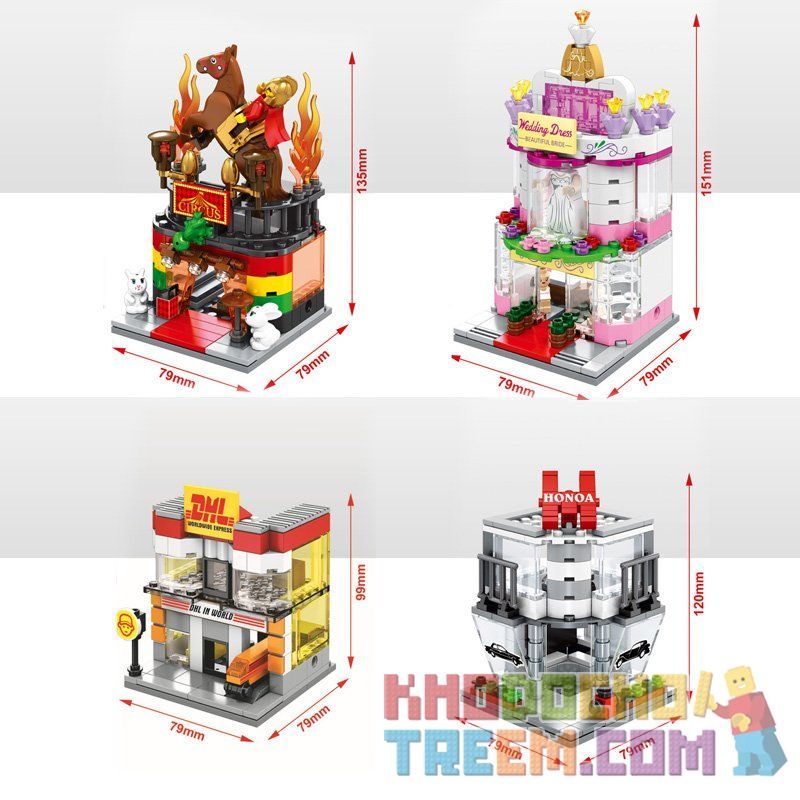 SEMBO WEKKI VIGGI SD6524 6524 SD6525 6525 SD6526 6526 SD6527 6527 non  CHẾ ĐỘ XEM PHỐ THU NHỎ DHL LOGISTICS EXPRESS CỬA HÀNG HONDA 4S ÁO CƯỚI RẠP XIẾC bộ đồ chơi xếp lắp ráp ghép mô hình Mini Modular SEMBO BLOCK DHL HONOA WEDDING DRESS CIRCUS TROUPE Đường Phố Thu Nhỏ 163 khối