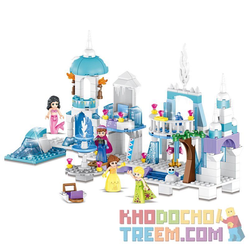 LELE 37024 Xếp hình kiểu Lego DISNEY PRINCESS Mermaid Elsa Anna Ice Castle Lâu đài Băng Cùng Nàng Tiên Cá Nữ Hoàng Băng Giá Lọ Lem 250 khối