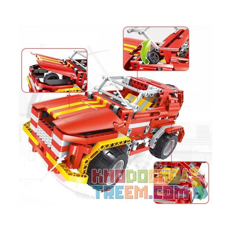 QIHUI 8002 non  XE ĐỊA HÌNH MÀU LỬA bộ đồ chơi xếp lắp ráp ghép mô hình  RAGING FIRE Kỹ Thuật Công Nghệ Cao Mô Hình Phương Tiện 472 khối