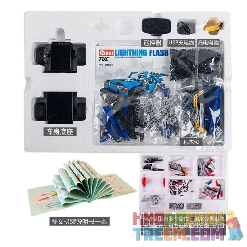 QIHUI 8005 non  XE ĐỊA HÌNH MÀU XANH BIỂN bộ đồ chơi xếp lắp ráp ghép mô hình  FLASH Kỹ Thuật Công Nghệ Cao Mô Hình Phương Tiện 445 khối