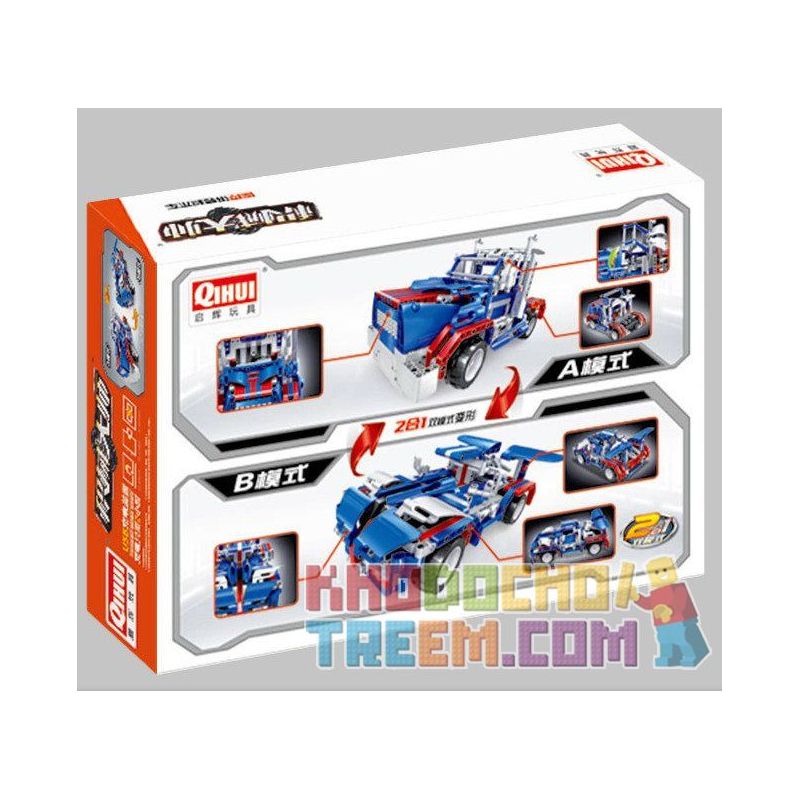 QIHUI 8006 non  XE ĐẦU KÉO XANH BIỂN bộ đồ chơi xếp lắp ráp ghép mô hình  STARRY SKY Kỹ Thuật Công Nghệ Cao Mô Hình Phương Tiện 448 khối