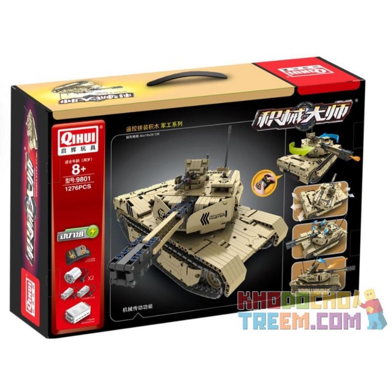 QIHUI 9801 non  XE TĂNG M1A2 bộ đồ chơi xếp lắp ráp ghép mô hình  Kỹ Thuật Công Nghệ Cao Mô Hình Phương Tiện 1276 khối