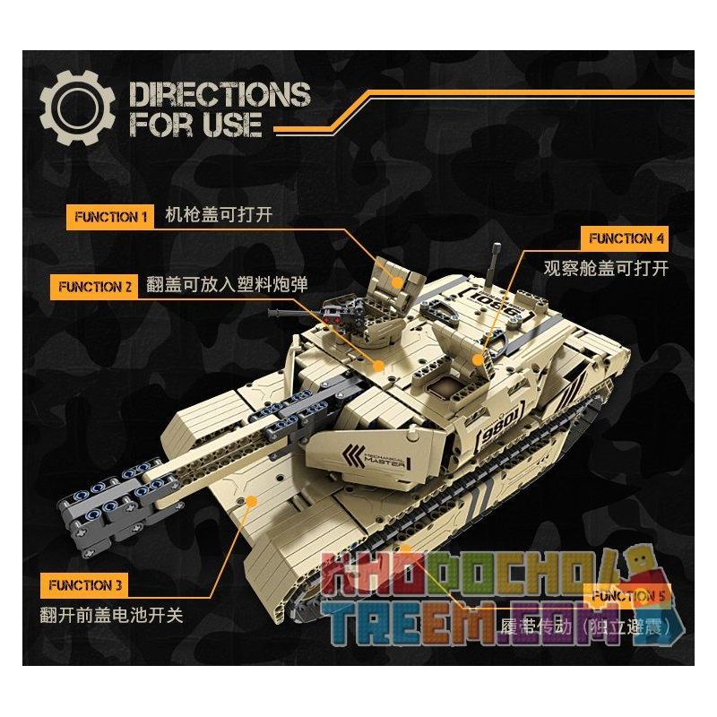 QIHUI 9801 non  XE TĂNG M1A2 bộ đồ chơi xếp lắp ráp ghép mô hình  Kỹ Thuật Công Nghệ Cao Mô Hình Phương Tiện 1276 khối