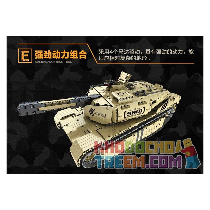 QIHUI 9801 non  XE TĂNG M1A2 bộ đồ chơi xếp lắp ráp ghép mô hình  Kỹ Thuật Công Nghệ Cao Mô Hình Phương Tiện 1276 khối